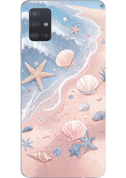 Samsung Galaxy A51 Uyumlu Sahil Deniz Kabuğu Baskılı Silikon Kılıf