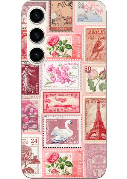 Samsung Galaxy S23 Uyumlu Pembe Posta Pulları Baskılı Silikon Kılıf
