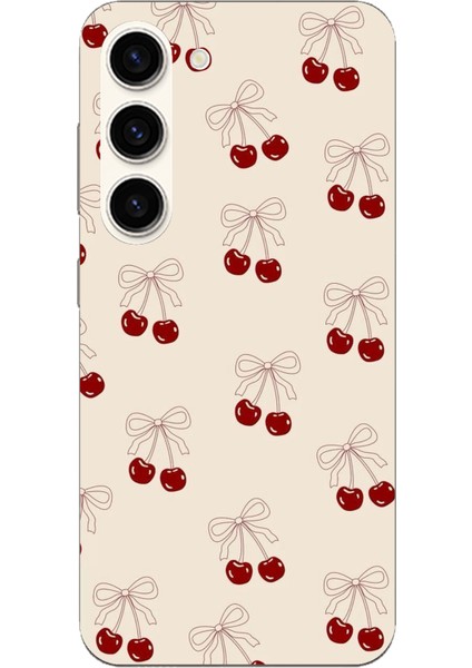 Samsung Galaxy S23 Uyumlu Fiyonklu Kirazlar Baskılı Silikon Kılıf