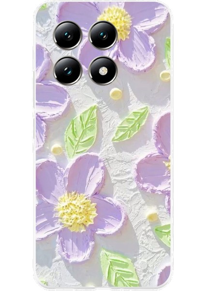Xiaomi Mi 14T Pro Uyumlu Mor Papatyalar Sulu Boya Baskılı Silikon Kılıf