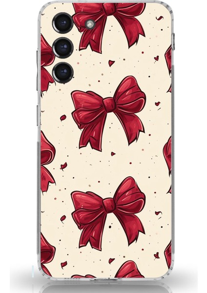 Samsung Galaxy S21 Fe Uyumlu Büyük Kırmızı Fiyonklar Baskılı Silikon Kılıf