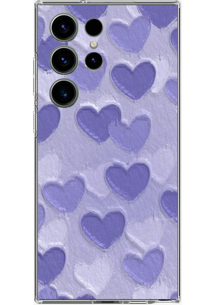 Samsung Galaxy S24 Ultra Uyumlu Mor Kalpler Tasarımlı Baskılı Silikon Kılıf