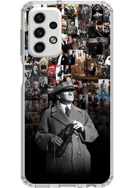 Samsung Galaxy A73 Uyumlu Atatürk Portre Kolaj Baskılı Silikon Kılıf