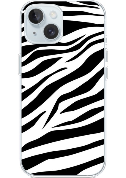 iPhone 15 Uyumlu Zebra Tasarımlı Baskılı Silikon Kılıf