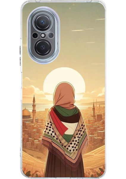 Huawei Nova 9 Se Uyumlu Filistine Özgürlük Kız Baskılı Silikon Kılıf