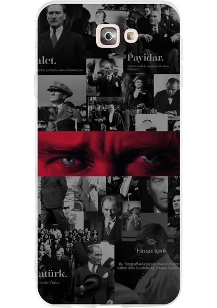 Samsung Galaxy J7 Prime Uyumlu Atatürk Gözler Tasarım Baskılı Silikon Kılıf