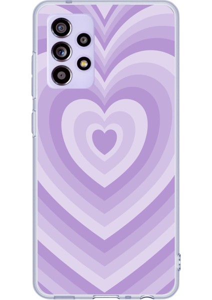 Samsung Galaxy A52 - A52S Uyumlu Mor Kalp Dalgalar Tasarımlı Baskılı Silikon Kılıf