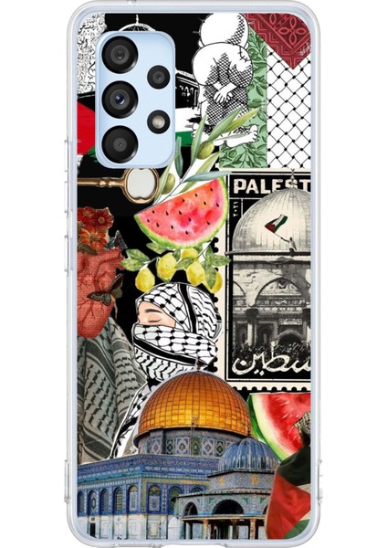 Samsung Galaxy A53 Uyumlu Filistin Özgürlük Kolajı Baskılı Silikon Kılıf