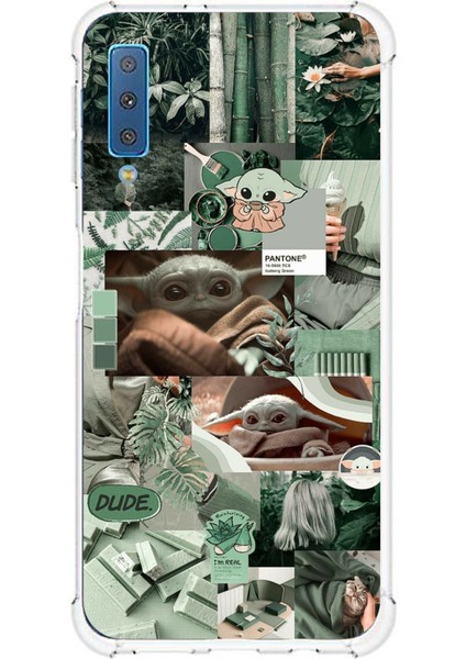 Samsung Galaxy A7 2018 Uyumlu Yoda Kolaj Baskılı Silikon Kılıf
