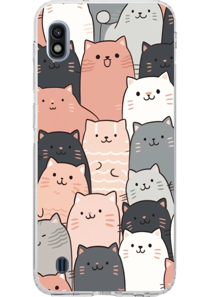 Samsung Galaxy J8 - A6 Plus Uyumlu Pufi Kedicikler Tasarımlı Baskılı Silikon Kılıf