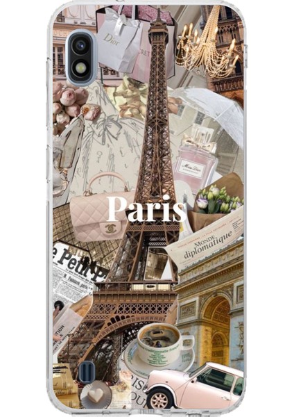 Samsung Galaxy J8 - A6 Plus Uyumlu Paris Kolaj Baskılı Silikon Kılıf