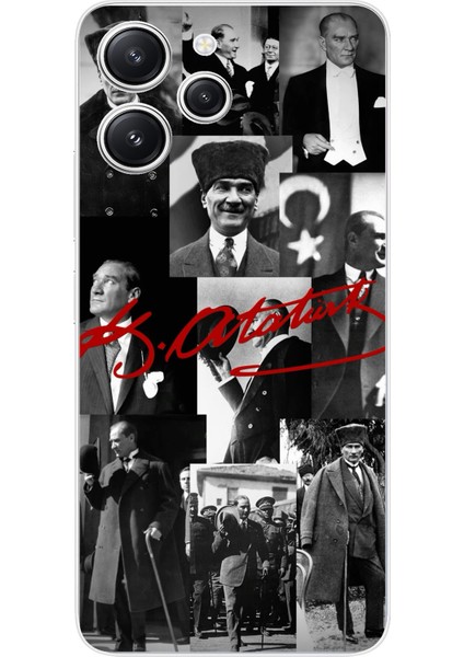 Redmi 12 Uyumlu Kırmızı Mustafa Kemal Atatürk Imza Baskılı Silikon Kılıf
