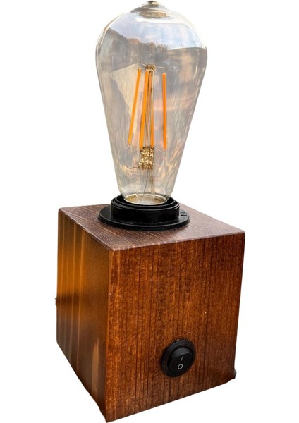 Ahşap Dekoratif Rustik Kütük Küp Masa Lambası Abajür Yatak Odası Konsül Üstü modelleri