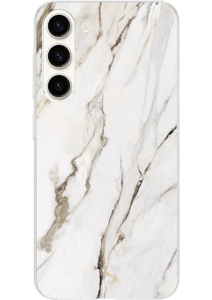 Samsung Galaxy S24 Plus Uyumlu Beyaz Mermer Baskılı Silikon Kılıf