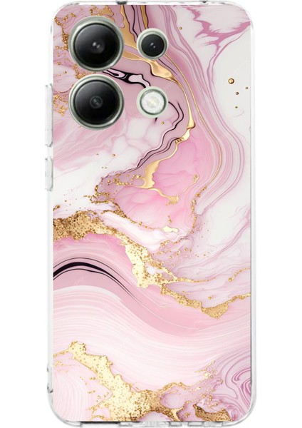 Redmi Note 13 4g Uyumlu Pembe Mermer Baskılı Silikon Kılıf