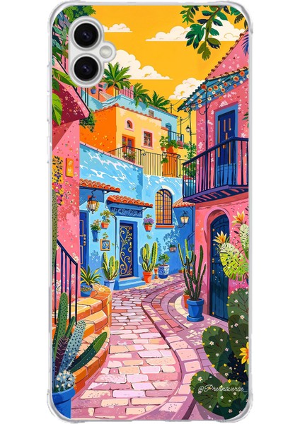 Samsung Galaxy A04 Uyumlu Renkli Sanat Sokak Silikon Kılıf