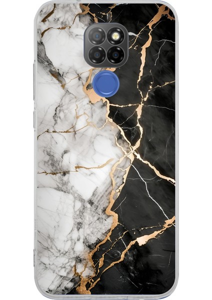 General Mobile Gm 20 Uyumlu Siyah Beyaz Mermer Baskılı Silikon Kılıf