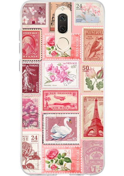 Huawei Mate 10 Lite Uyumlu Pembe Posta Pulları Baskılı Silikon Kılıf