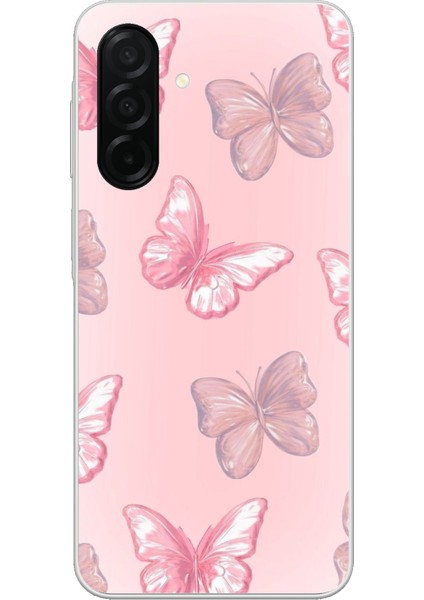 Samsung Galaxy A26 Uyumlu Pembe Kelebekler Baskılı Silikon Kılıf