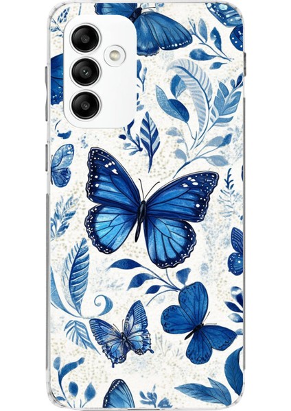 Samsung Galaxy A05S Uyumlu Mavi Kelebekler Baskılı Silikon Kılıf