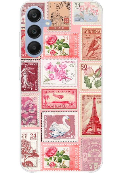 Samsung Galaxy A25 Uyumlu Pembe Posta Pulları Baskılı Silikon Kılıf