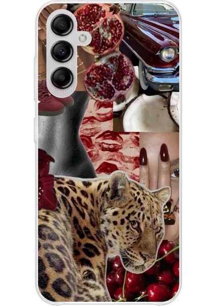 Samsung Galaxy A14 Uyumlu Leopar Kırmızı Vibes Baskılı Silikon Kılıf