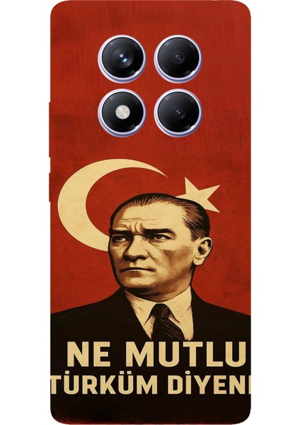 Redmi Note 14 Pro Plus 5g Uyumlu Ne Mutlu Türkiye Bayrak Atatürk Baskılı Silikon Kılıf