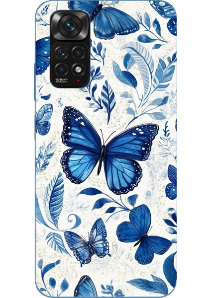 Redmi Note 11 - 11S Uyumlu Mavi Kelebekler Baskılı Silikon Kılıf