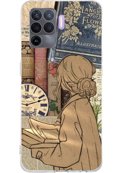 Oppo Reno 5 Lite Uyumlu Retro Gazete Kadın Tasarımlı Baskılı Silikon Kılıf