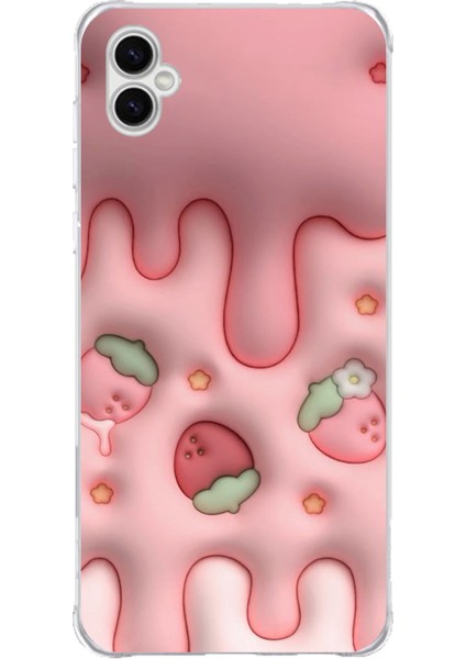 Samsung Galaxy A04 Uyumlu Çilekli Pasta Baskılı Silikon Kılıf