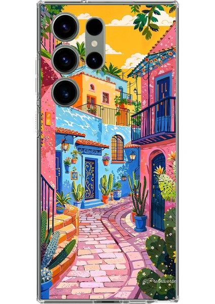 Samsung Galaxy S23 Ultra Uyumlu Renkli Sanat Sokak Silikon Kılıf