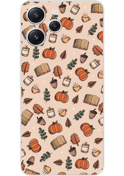 Redmi 12 Uyumlu Sonbahar Balkabağı Baskılı Silikon Kılıf