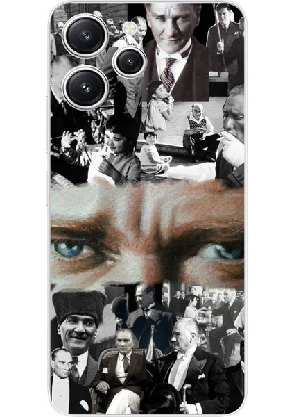 Redmi 12 Uyumlu Atatürk Renkli Kolaj Gözler Baskılı Silikon Kılıf