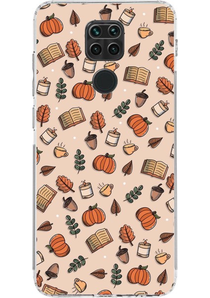 Redmi Note 9 Uyumlu Sonbahar Balkabağı Baskılı Silikon Kılıf