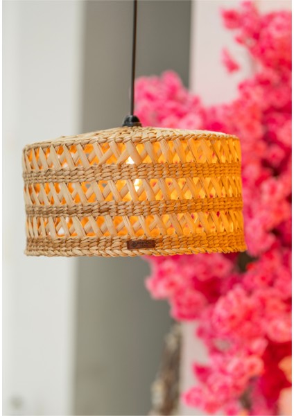 Doğal Hasır Avize – 37 cm | %100 El Yapımı Bohem Rustik Tavan Aydınlatma | E27 Duy Uyumlu fiyatları