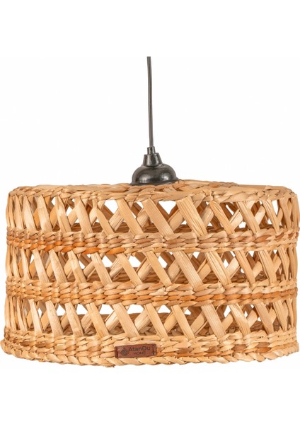 Doğal Hasır Avize – 37 cm | %100 El Yapımı Bohem Rustik Tavan Aydınlatma | E27 Duy Uyumlu modelleri