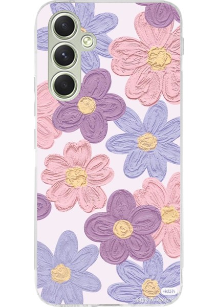 Samsung Galaxy A15 Uyumlu Renkli Papatyalar Sulu Boya Baskılı Silikon Kılıf