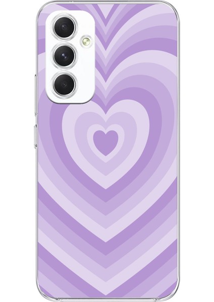 Samsung Galaxy A54 Uyumlu Mor Kalp Dalgalar Tasarımlı Baskılı Silikon Kılıf