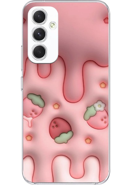 Samsung Galaxy A54 Uyumlu Çilekli Pasta Baskılı Silikon Kılıf