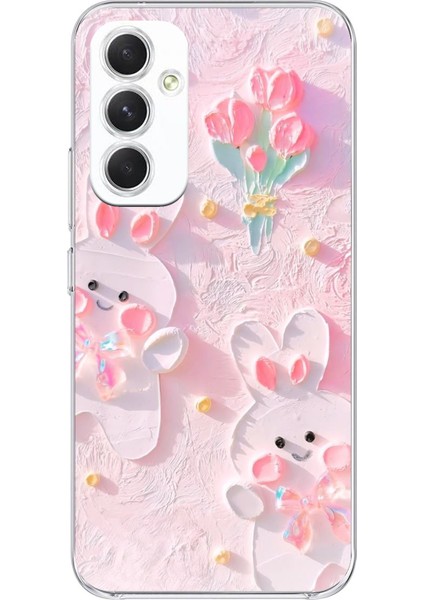 Samsung Galaxy A54 Uyumlu Sevimli Tavşanlar Baskılı Silikon Kılıf