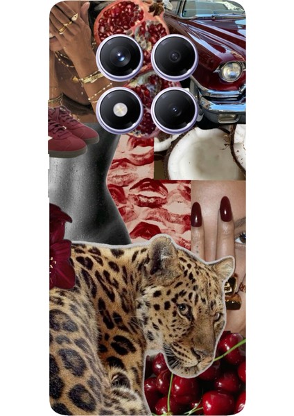 Redmi Note 14 Pro Plus 5g Uyumlu Leopar Kırmızı Vibes Baskılı Silikon Kılıf