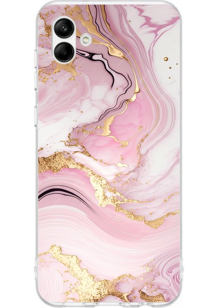 Samsung Galaxy A06 Uyumlu Pembe Mermer Baskılı Silikon Kılıf