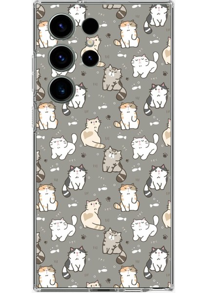 Samsung Galaxy S24 Ultra Uyumlu Minik Sevimli Kediler Baskılı Silikon Kılıf
