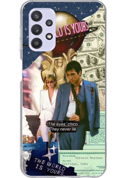 Samsung Galaxy A32 Uyumlu Elvira Hancock & Tony Montana Tasarımlı Baskılı Silikon Kılıf