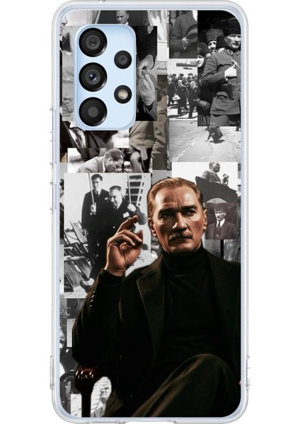 Samsung Galaxy A53 Uyumlu Mustafa Kemal Atatürk Kolaj Baskılı Silikon Kılıf
