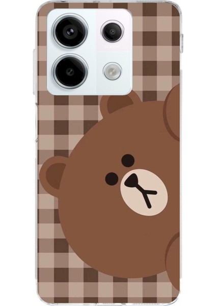 Redmi Note 13 Pro 5g Uyumlu Kahverengi Ayı Yan Tasarımlı Baskılı Silikon Kılıf