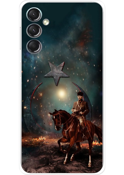 Samsung Galaxy A24 Uyumlu Atatürk At Üstünde Zafer Baskılı Silikon Kılıf