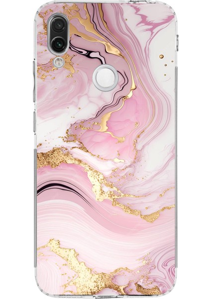 Redmi Note 7 Uyumlu Pembe Mermer Baskılı Silikon Kılıf