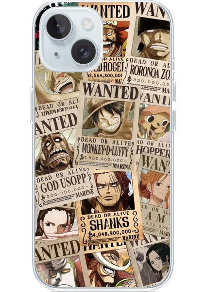 iPhone 15 Uyumlu One Piece Gazete Tasarımlı Baskılı Silikon Kılıf