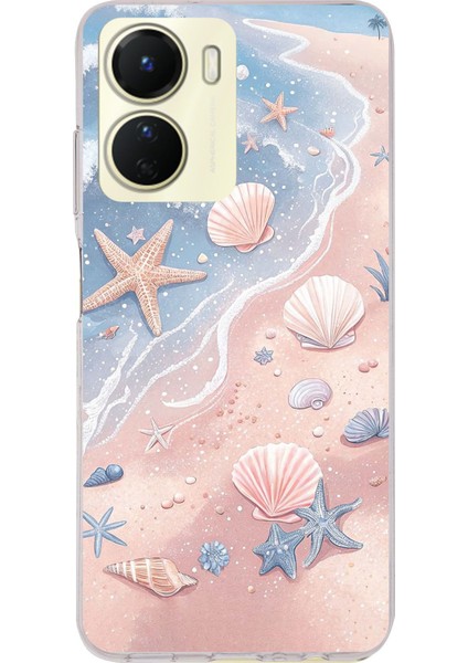 Vivo Y16 Uyumlu Sahil Deniz Kabuğu Baskılı Silikon Kılıf